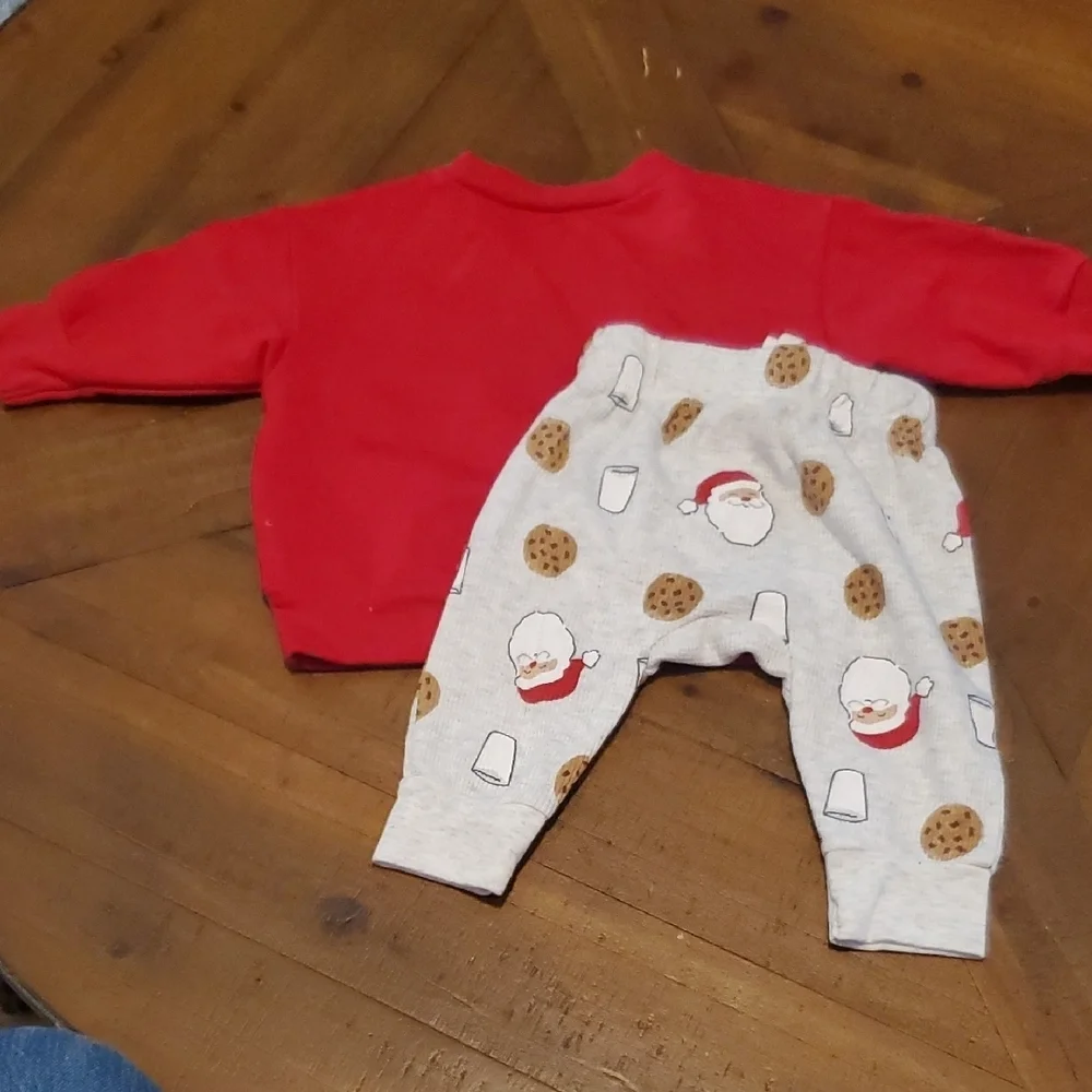 Carter's Red Sweater and Santa Print Pants